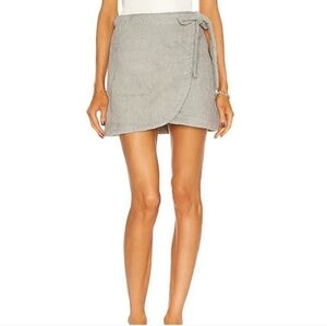ATOIR The Sahar Flint Gray French Terry Wrap Front Skirt